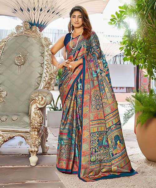 Blue Moss Printed Saree in louisville