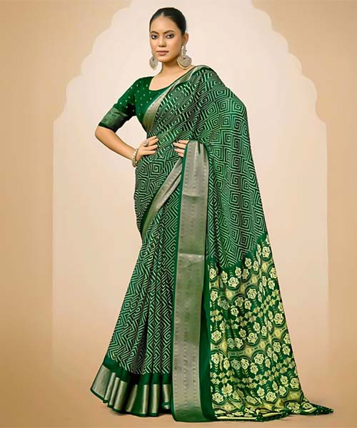 Green  Jacquard Silk Casual Wear Saree in fresno