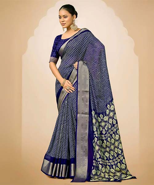 Blue  Jacquard Silk Casual Wear Saree in fresno