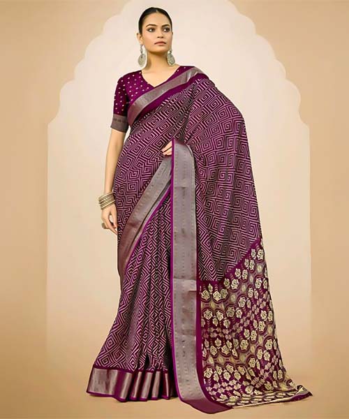 Magenta  Jacquard Silk Casual Wear Saree in fresno