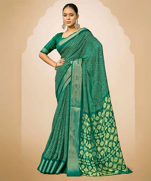 Green  Jacquard Silk Casual Wear Saree in fresno