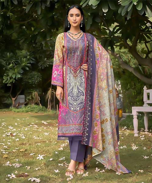 Purple  Cambric Casual Wear Salwar Kameez