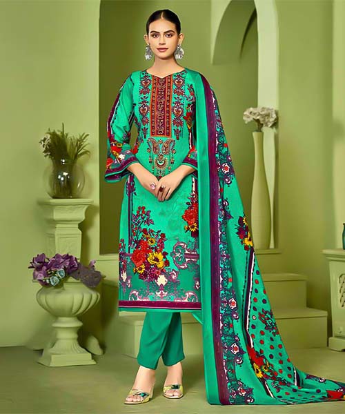 Green  Cotton Printed Salwar Kameez in york