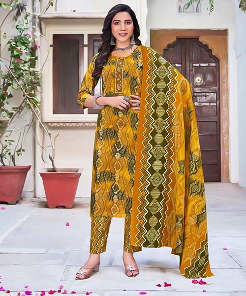 Green  Cambric Cotton Casual Wear Salwar Kameez in austin