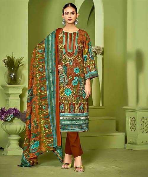 Orange  Cotton Printed Salwar Kameez in york