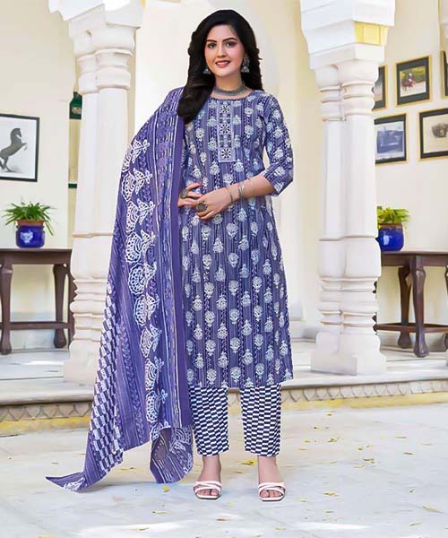 Purple  Cambric Cotton Casual Wear Salwar Kameez in austin