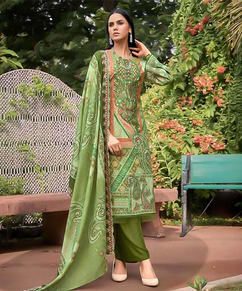 Green Cambric Casual Wear Salwar Kameez
