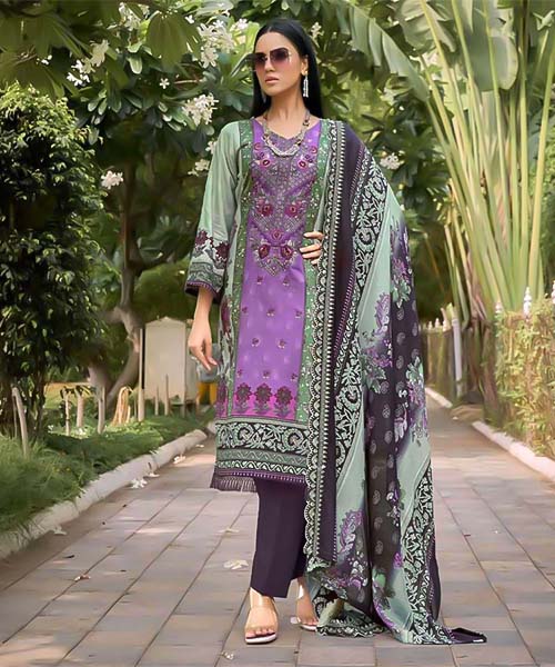 Violet Cambric Casual Wear Salwar Kameez