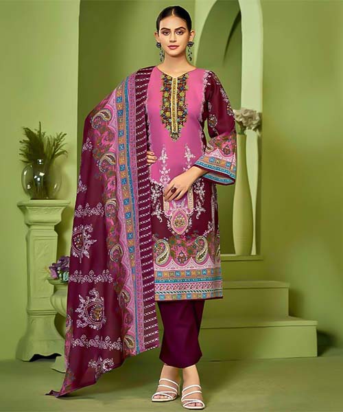 Pink  Cotton Printed Salwar Kameez in york