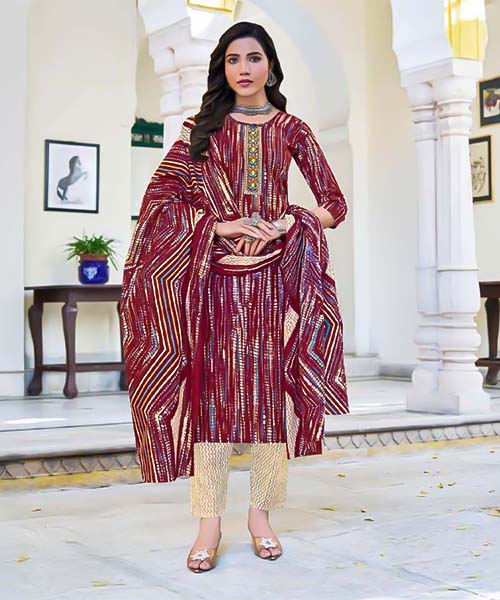 Brown Cambric Cotton Casual Wear Salwar Kameez in austin