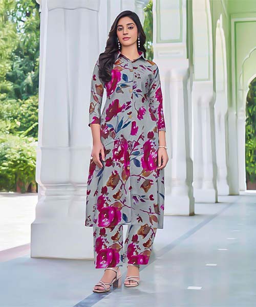 Grey Chanderi Casual Wear Kurti in salford