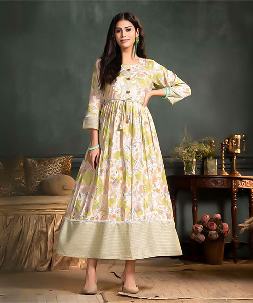 Green  Capsule Print Casual Wear Kurti in glasgow