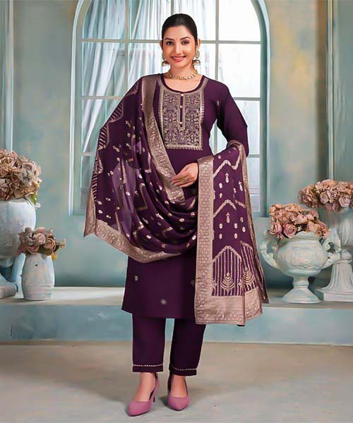 Purple  Vertican  Casual Wear Salwar Kameez