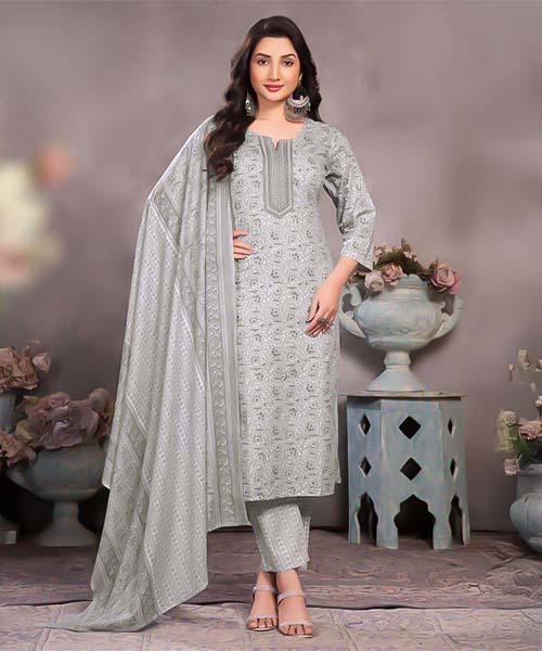 Grey  Cotton Casual Wear Salwar Kameez in canterbury