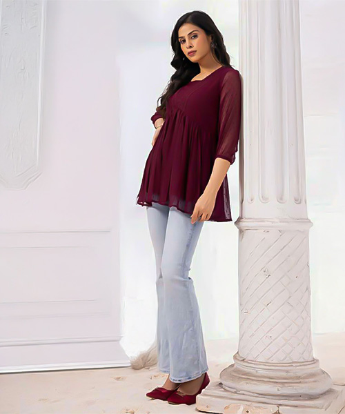 Red  Georgette Casual Wear Kurti in dallas