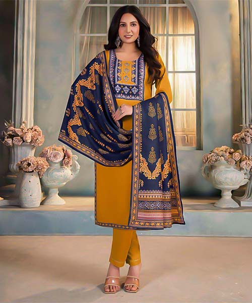 Yellow  Rayon Casual Wear Salwar Kameez