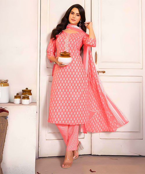 Pink  Cotton Casual Wear Salwar Kameez in edinburgh