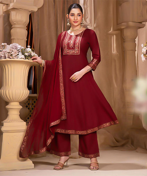 Red Rayon Casual Wear Salwar Kameez in delhi