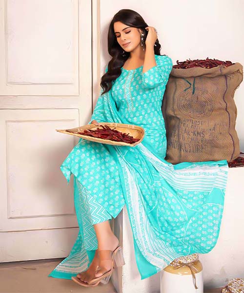 Cyan Cotton Casual Wear Salwar Kameez in edinburgh