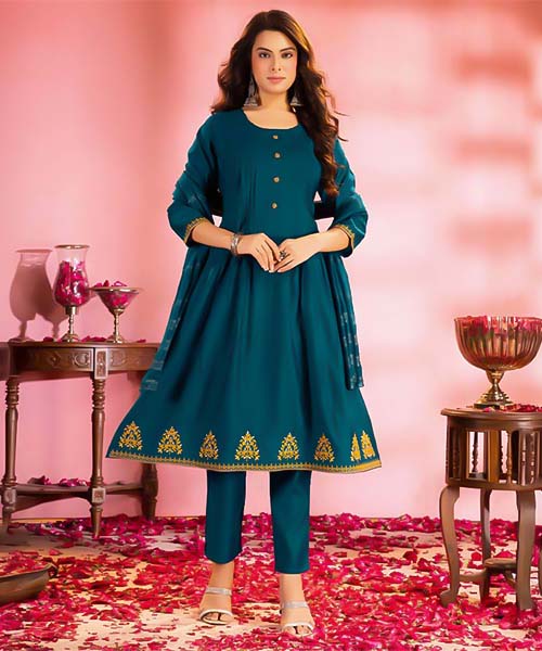 Green  Vertican Casual Wear Salwar Kameez