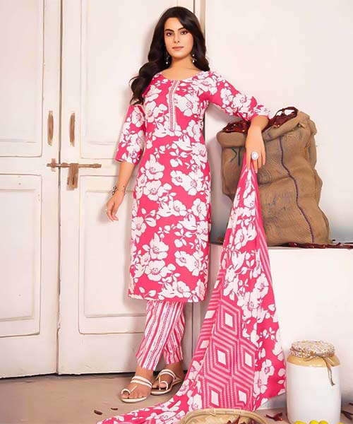 Magenta Cotton Casual Wear Salwar Kameez in edinburgh