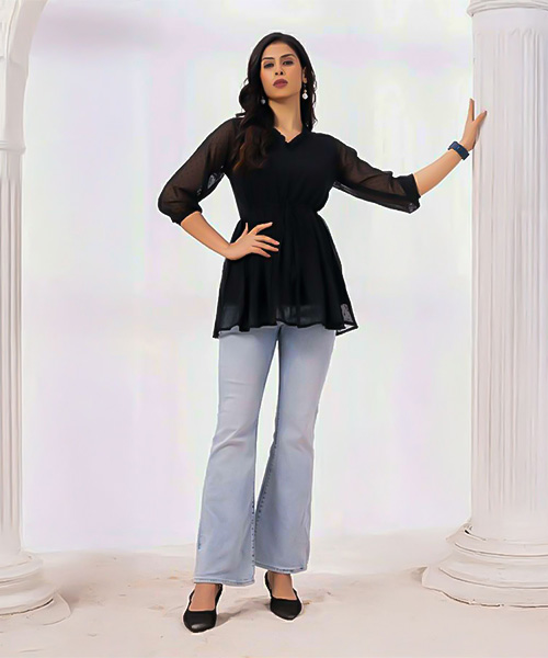 Black  Georgette Casual Wear Kurti in dallas