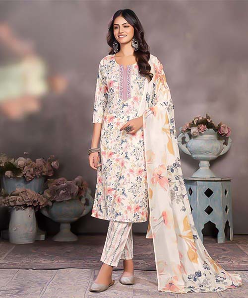 White Cotton Casual Wear Salwar Kameez in canterbury