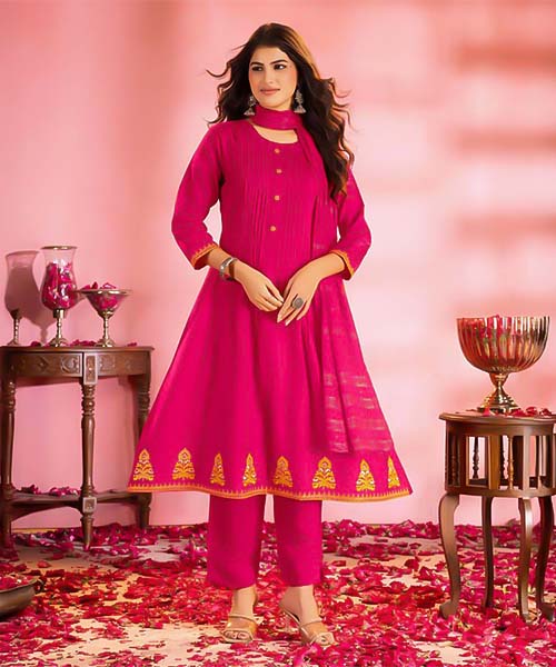 Red Vertican Casual Wear Salwar Kameez