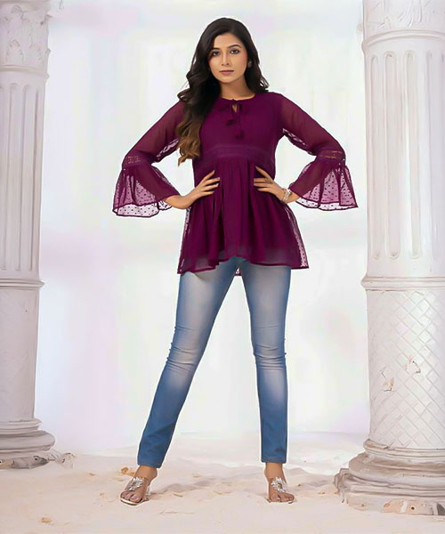 Magenta  Georgette Casual Wear Kurti in dallas