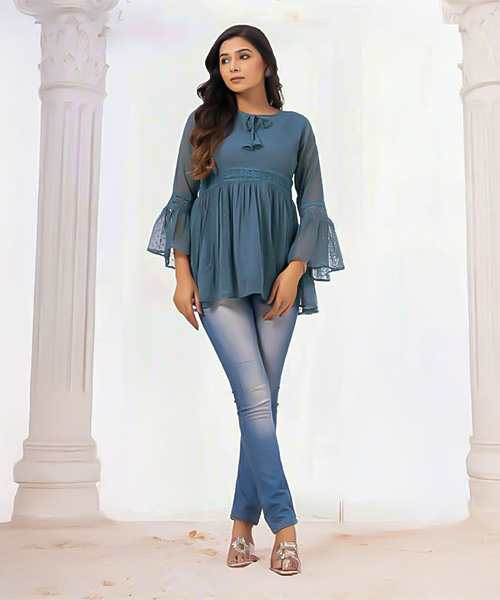 Blue Georgette Casual Wear Kurti in dallas