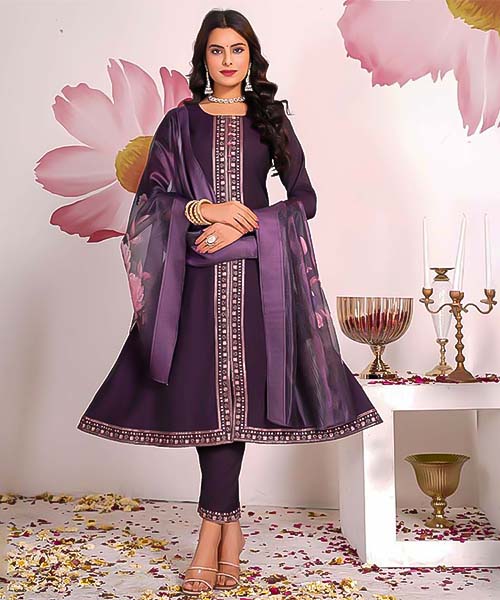 Blue  Roman Silk Casual Wear Salwar Kameez in europe