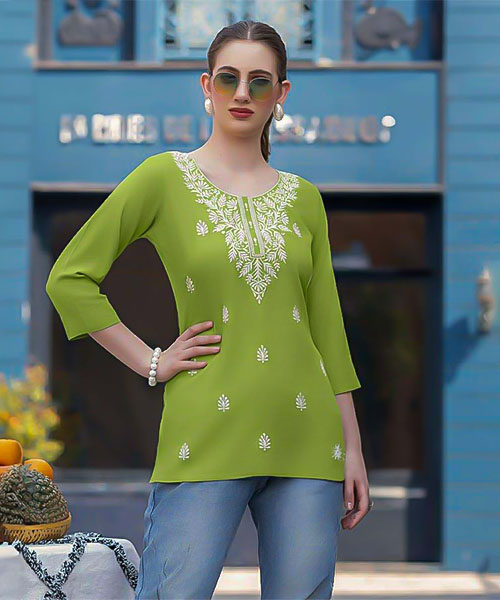 Green Rayon Casual Wear Kurti in delhi