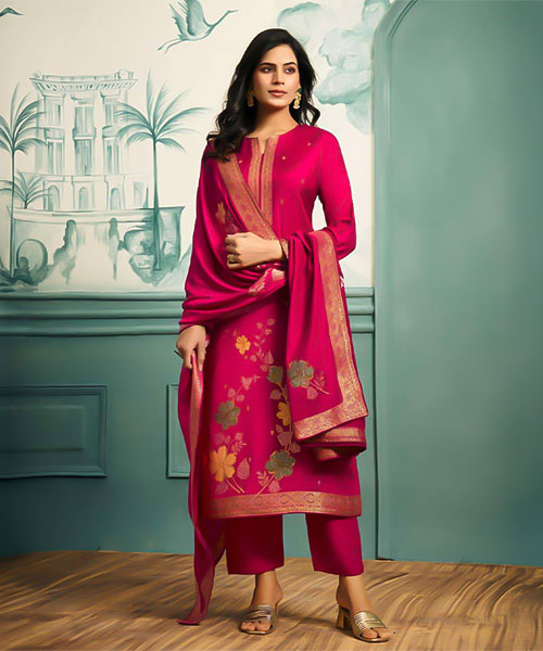 Red Bemberg Muslin Casual Wear Salwar Kameez in denver