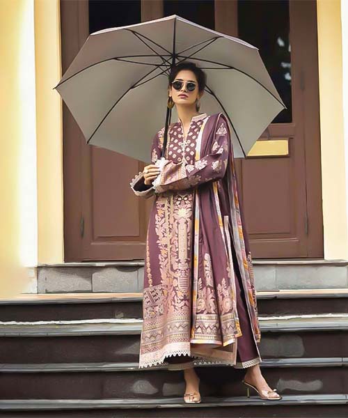 Brown  Lawn Cotton Casual Wear Salwar Kameez in switzerland