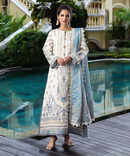 White  Lawn Cotton Casual Wear Salwar Kameez in croatia
