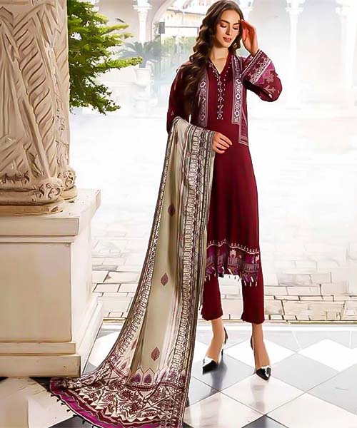 Red Lawn Cotton Casual Wear Salwar Kameez in mumbai