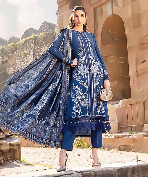 Blue Lawn Cotton Casual Wear Salwar Kameez in mumbai