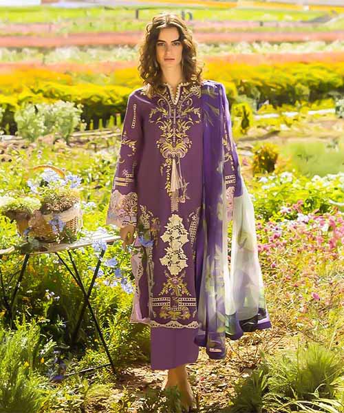 Purple Cotton Printed Salwar Kameez in hereford