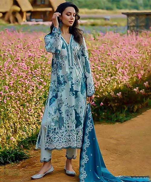 Blue Cotton Printed Salwar Kameez in mumbai