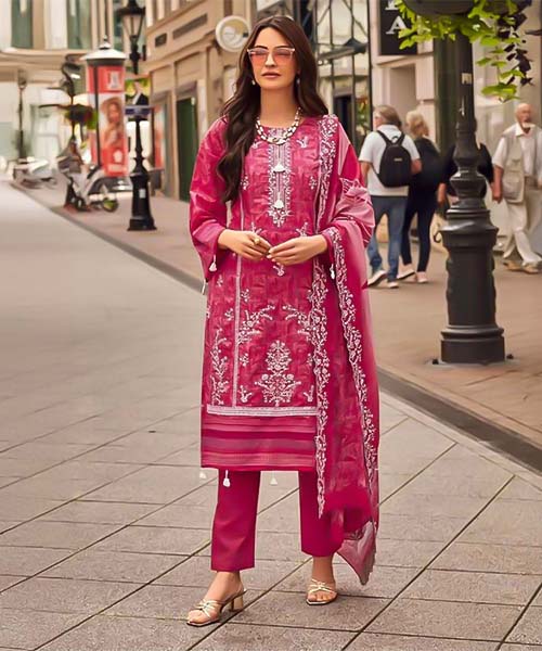 Magenta  Cotton Casual Wear Salwar Kameez