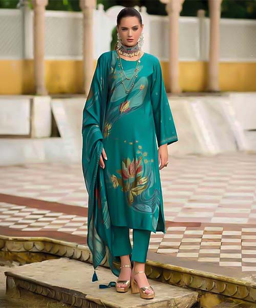 Green  Viscose Modal Casual Wear Salwar Kameez in ipswich