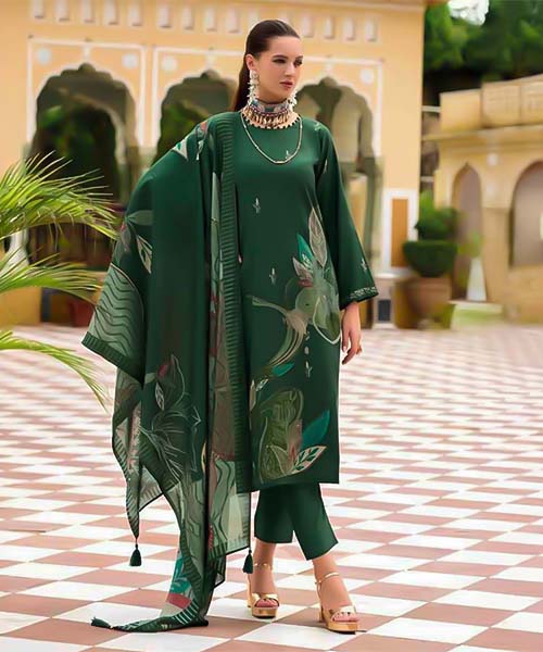 Green  Viscose Modal Casual Wear Salwar Kameez in ipswich