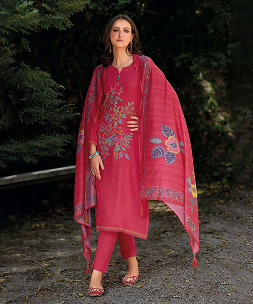 Red Cotton Printed Salwaar Kameez