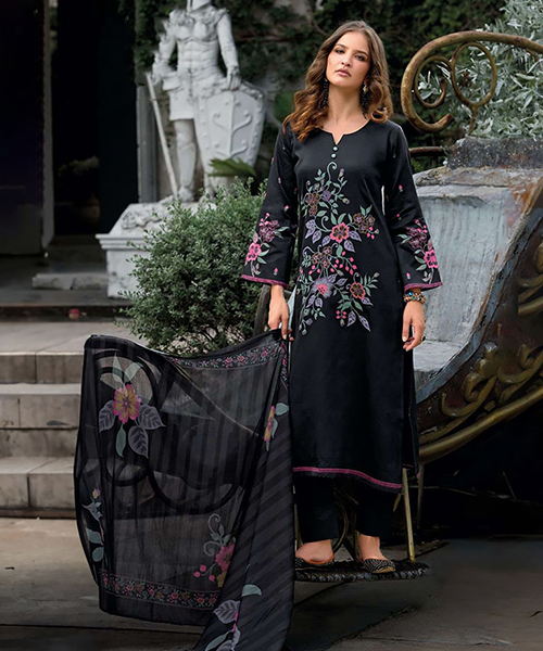 Black Cotton Printed Salwaar Kameez