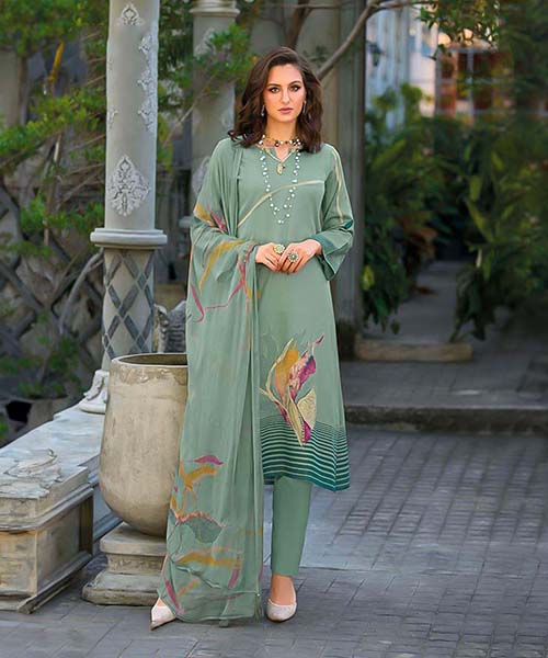 Green   Jam Cotton Printed Suit