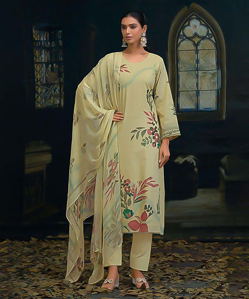 Green  Lawn Cotton Casual Wear Salwar Kameez