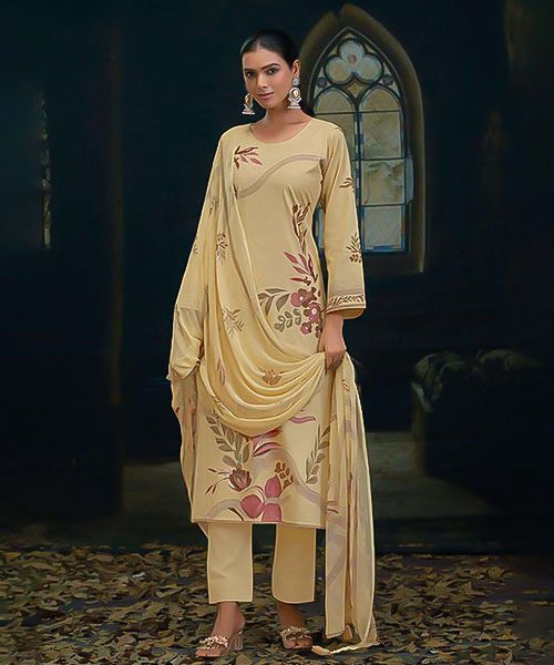 Yellow Lawn Cotton Casual Wear Salwar Kameez