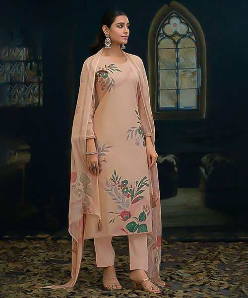 Salmon Lawn Cotton Casual Wear Salwar Kameez