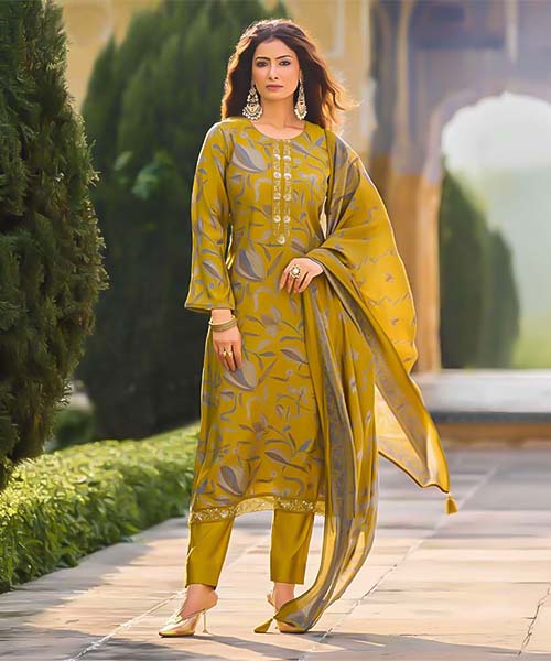 Yellow Cambric Casual Wear Salwar Kameez in denver