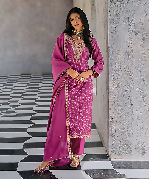 Pink Viscose Casual Suit